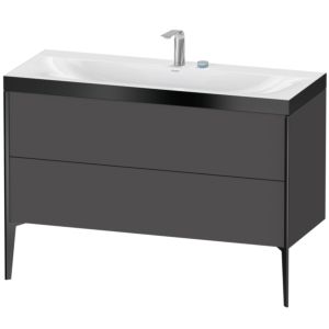 XViu Duravit vasque XV4712EB249P 120x48cm, 2 tiroirs, 2 trous pour robinetterie, noir mat, Cadres P, graphite mat