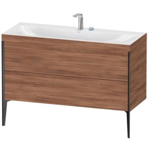 Duravit XViu vanity unit XV4712EB279C 120x48cm, 2 drawers, 2 tap holes, matt black, Rahmen C, natural walnut