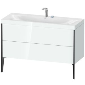 Duravit XViu vanity unit XV4712EB285C 120x48cm, 2 drawers, 2 tap holes, black matt, Rahmen C, white high gloss