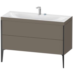 Duravit XViu vanity unit XV4712EB290C 120x48cm, 2 drawers, 2 tap holes, matt black, Rahmen C, flannel gray silk matt