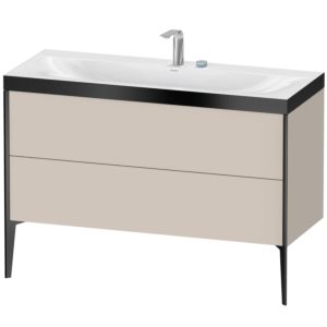 Duravit XViu Waschtisch-Unterschrank XV4712EB291P 120x48cm, 2 Schubkästen, 2 Hahnlöcher, schwarz matt, Rahmen P, taupe matt