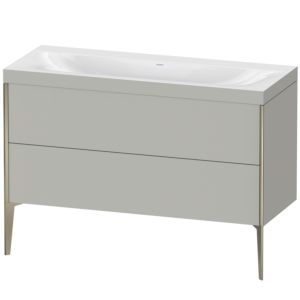Duravit XViu Waschtisch-Unterschrank XV4712NB107C 120x48cm, 2 Schubkästen, ohne Hahnloch, champagner matt, Rahmen C, betongrau matt