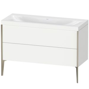 Duravit XViu Waschtisch-Unterschrank XV4712NB118C 120x48cm, 2 Schubkästen, ohne Hahnloch, champagner matt, Rahmen C, weiß matt