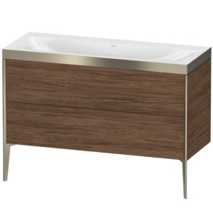 Duravit XViu vanity unit XV4712NB121P 120x48cm, 2 drawers, without tap hole, matt champagne, Rahmen P, dark walnut