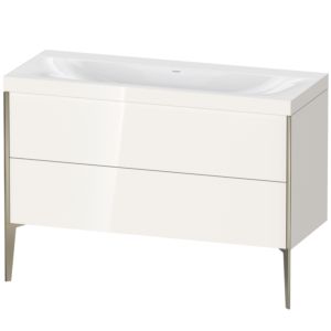 Duravit XViu vanity unit XV4712NB122C 120x48cm, 2 drawers, without tap hole, matt champagne, Rahmen C, white high gloss