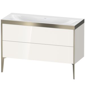Duravit XViu vanity unit XV4712NB122P 120x48cm, 2 drawers, without tap hole, matt champagne, Rahmen P, white high gloss