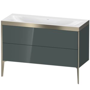 Duravit XViu Waschtisch-Unterschrank XV4712NB138P 120x48cm, 2 Schubkästen, ohne Hahnloch, champagner matt, Rahmen P, dolomiti grey hochglanz