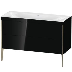 Duravit XViu vanity unit XV4712NB140C 120x48cm, 2 drawers, without tap hole, matt champagne, Rahmen C, high-gloss black