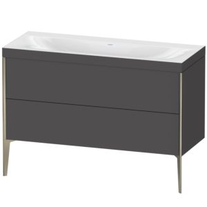 Duravit XViu Waschtisch-Unterschrank XV4712NB149C 120x48cm, 2 Schubkästen, ohne Hahnloch, champagner matt, Rahmen C, graphit matt