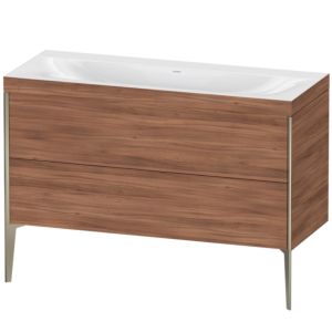 Duravit XViu vanity unit XV4712NB179C 120x48cm, 2 drawers, without tap hole, matt champagne, Rahmen C, natural walnut