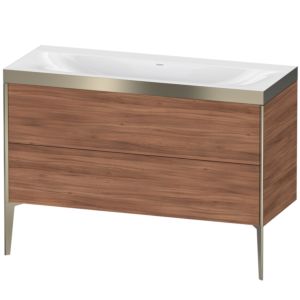 Duravit XViu vanity unit XV4712NB179P 120x48cm, 2 drawers, without tap hole, matt champagne, Rahmen P, natural walnut