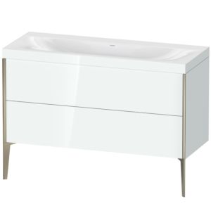 Duravit XViu Waschtisch-Unterschrank XV4712NB185C 120x48cm, 2 Schubkästen, ohne Hahnloch, champagner matt, Rahmen C, weiß hochglanz