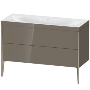 Duravit XViu vanity unit XV4712NB189C 120x48cm, 2 drawers, without tap hole, matt champagne, Rahmen C, flannel gray high gloss
