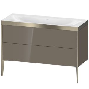Duravit XViu Waschtisch-Unterschrank XV4712NB189P 120x48cm, 2 Schubkästen, ohne Hahnloch, champagner matt, Rahmen P, flannel grey hochglanz