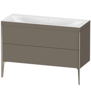Duravit XViu vanity unit XV4712NB190C 120x48cm, 2 drawers, without tap hole, matt champagne, Rahmen C, flannel gray silk matt