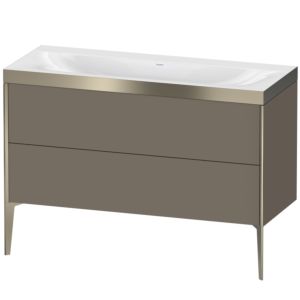 Duravit XViu Waschtisch-Unterschrank XV4712NB190P 120x48cm, 2 Schubkästen, ohne Hahnloch, champagner matt, Rahmen P, flannel grey seidenmatt