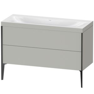 Duravit XViu vanity unit XV4712NB207C 120x48cm, 2 drawers, without tap hole, matt black, Rahmen C, matt concrete gray