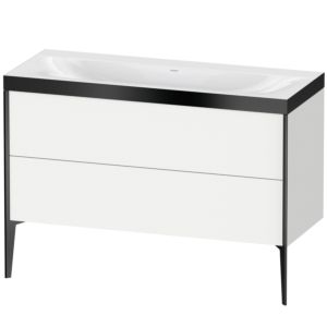 Duravit XViu Waschtisch-Unterschrank XV4712NB218P 120x48cm, 2 Schubkästen, ohne Hahnloch, schwarz matt, Rahmen P, weiß matt