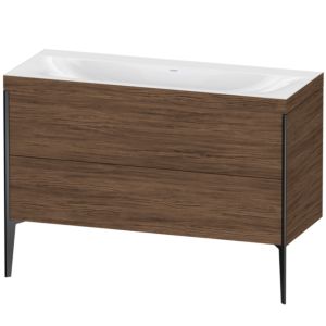 Duravit XViu vanity unit XV4712NB221C 120x48cm, 2 drawers, without tap hole, matt black, Rahmen C, dark walnut