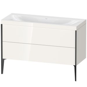 Duravit XViu Waschtisch-Unterschrank XV4712NB222C 120x48cm, 2 Schubkästen, ohne Hahnloch, schwarz matt, Rahmen C, weiß hochglanz