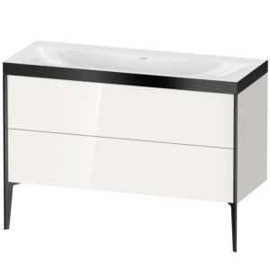 XViu Duravit vasque XV4712NB222P 120x48cm, 2 tiroirs, sans trou pour robinet, noir mat, Cadres P, blanc brillant
