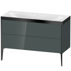 Duravit XViu vanity unit XV4712NB238P 120x48cm, 2 drawers, without tap hole, matt black, Rahmen P, dolomiti gray high gloss