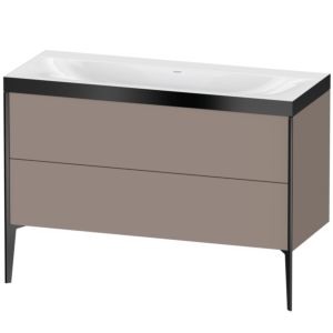Duravit XViu vanity unit XV4712NB243P 120x48cm, 2 drawers, without tap hole, matt black, Rahmen P, matt basalt