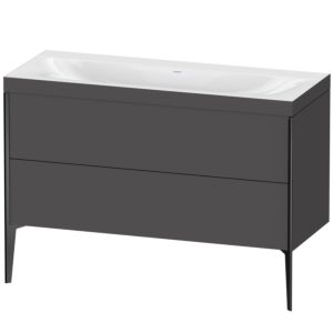 Duravit XViu vanity unit XV4712NB249C 120x48cm, 2 drawers, without tap hole, matt black, Rahmen C, matt graphite