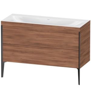 Duravit XViu vanity unit XV4712NB279C 120x48cm, 2 drawers, without tap hole, matt black, Rahmen C, natural walnut