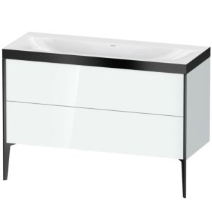 Duravit XViu Waschtisch-Unterschrank XV4712NB285P 120x48cm, 2 Schubkästen, ohne Hahnloch, schwarz matt, Rahmen P, weiß hochglanz