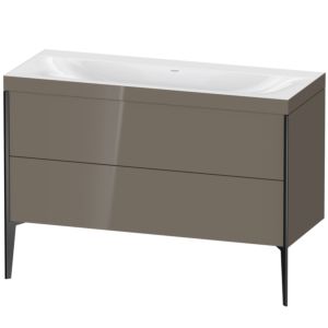 Duravit XViu Waschtisch-Unterschrank XV4712NB289C 120x48cm, 2 Schubkästen, ohne Hahnloch, schwarz matt, Rahmen C, flannel grey hochglanz