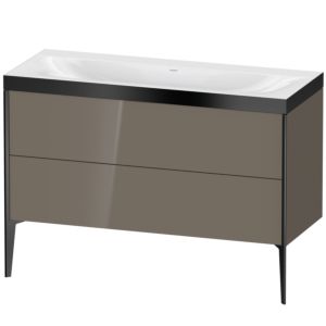 Duravit XViu vanity unit XV4712NB289P 120x48cm, 2 drawers, without tap hole, matt black, Rahmen P, flannel gray high gloss