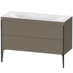 Duravit XViu Waschtisch-Unterschrank XV4712NB290C 120x48cm, 2 Schubkästen, ohne Hahnloch, schwarz matt, Rahmen C, flannel grey seidenmatt