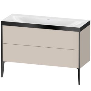 Duravit XViu vanity unit XV4712NB291P 120x48cm, 2 drawers, without tap hole, matt black, Rahmen P, matt taupe