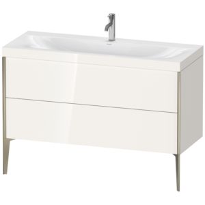 Duravit XViu Waschtisch-Unterschrank XV4712OB122C 120x48cm, 2 Schubkästen, 1 Hahnloch, champagner matt, Rahmen C, weiß hochglanz