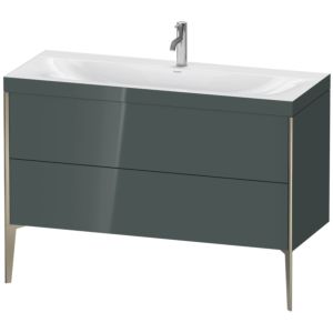 XViu Duravit vasque XV4712OB138C 120x48cm, 2 tiroirs, 2000 , champagne mat, Cadres C, gris dolomiti brillant