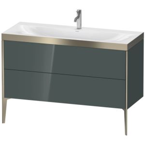 XViu Duravit vasque XV4712OB138P 120x48cm, 2 tiroirs, 2000 , champagne mat, Cadres P, gris dolomiti brillant