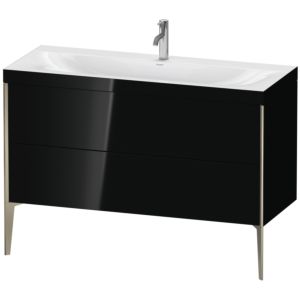 Duravit XViu vanity unit XV4712OB140C 120x48cm, 2 drawers, 2000 tap hole, matt champagne, Rahmen C, black high-gloss