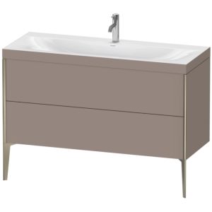 Duravit XViu vanity unit XV4712OB143C 120x48cm, 2 drawers, 2000 tap hole, matt champagne, Rahmen C, matt basalt