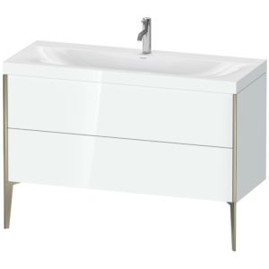 Duravit XViu vanity unit XV4712OB185C 120x48cm, 2 drawers, 2000 tap hole, matt champagne, Rahmen C, white high gloss