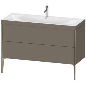Duravit XViu Waschtisch-Unterschrank XV4712OB190C 120x48cm, 2 Schubkästen, 1 Hahnloch, champagner matt, Rahmen C, flannel grey seidenmatt