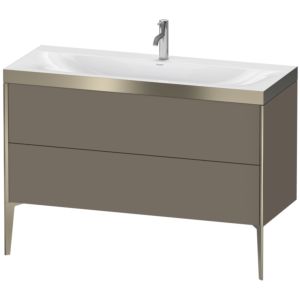 Duravit XViu Waschtisch-Unterschrank XV4712OB190P 120x48cm, 2 Schubkästen, 1 Hahnloch, champagner matt, Rahmen P, flannel grey seidenmatt