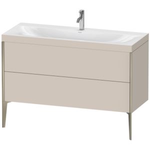Duravit XViu vanity unit XV4712OB191C 120x48cm, 2 drawers, 2000 tap hole, matt champagne, Rahmen C, matt taupe