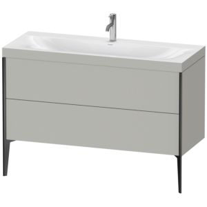 Duravit XViu vanity unit XV4712OB207C 120x48cm, 2 drawers, 2000 tap hole, matt black, Rahmen C, matt concrete gray