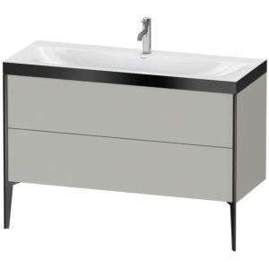 Duravit XViu Waschtisch-Unterschrank XV4712OB207P 120x48cm, 2 Schubkästen, 1 Hahnloch, schwarz matt, Rahmen P, betongrau matt
