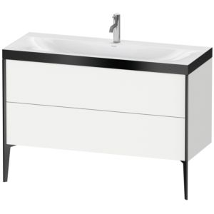 Duravit XViu Waschtisch-Unterschrank XV4712OB218P 120x48cm, 2 Schubkästen, 1 Hahnloch, schwarz matt, Rahmen P, weiß matt