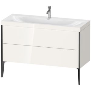Duravit XViu Waschtisch-Unterschrank XV4712OB222C 120x48cm, 2 Schubkästen, 1 Hahnloch, schwarz matt, Rahmen C, weiß hochglanz