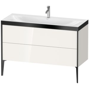 Duravit XViu vanity unit XV4712OB222P 120x48cm, 2 drawers, 2000 tap hole, black matt, Rahmen P, white high gloss