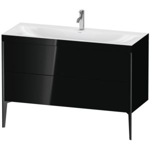 Duravit XViu Waschtisch-Unterschrank XV4712OB240C 120x48cm, 2 Schubkästen, 1 Hahnloch, schwarz matt, Rahmen C, schwarz hochglanz