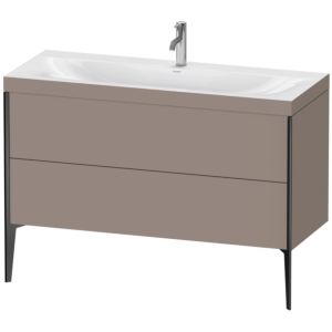 Duravit XViu Waschtisch-Unterschrank XV4712OB243C 120x48cm, 2 Schubkästen, 1 Hahnloch, schwarz matt, Rahmen C, basalt matt